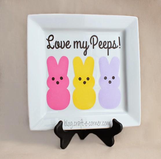 Love my Peeps! Easter Charger & Tips on DIY glitter vinyl and transferring vinyl WITHOUT transfer tape!