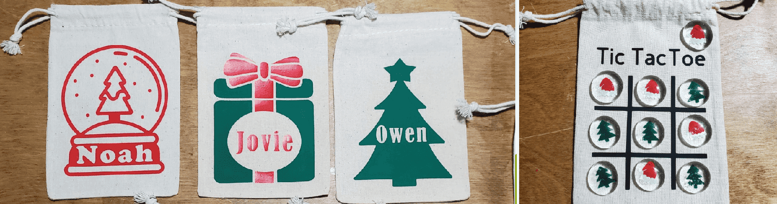 Christmas Tic Tac Toe Bags with Cricut and Easy Press