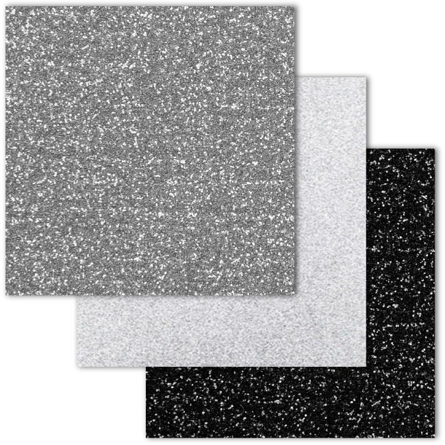 Cricut Glitter Iron On Heat Transfer Vinyl, Tuxedo, 12 in x 12 in sheets (3)