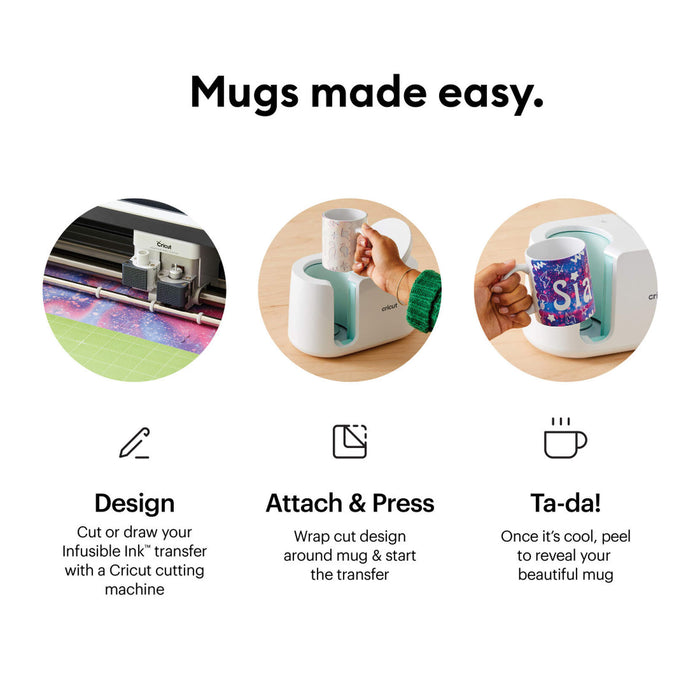 Cricut Mug Press Starter Bundle with 4 Blank Mugs Kit