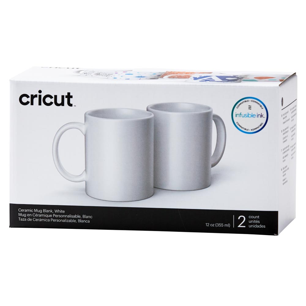 Cricut Ceramic Mugs for Mug Press, 12oz, Infusible Ink Sheets & Designs Bundle