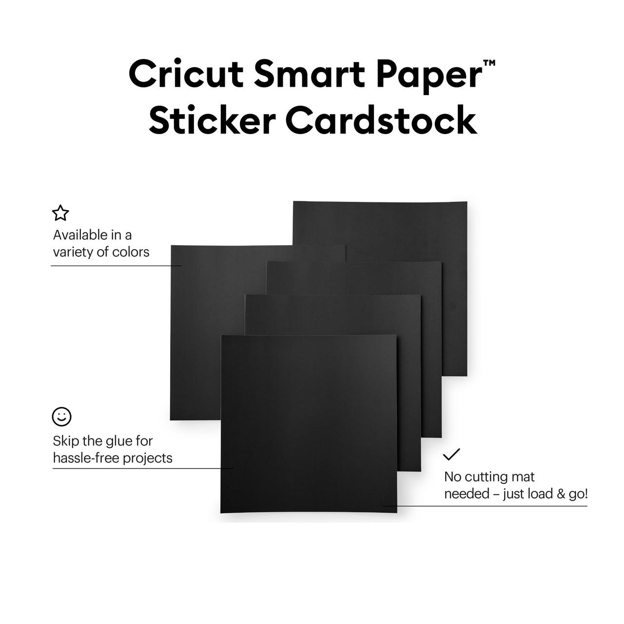 Cricut Smart Paper Sticker Cardstock Black and White Bundle 10 Sheets - 13in x 13in - Adhesive Paper for Stickers