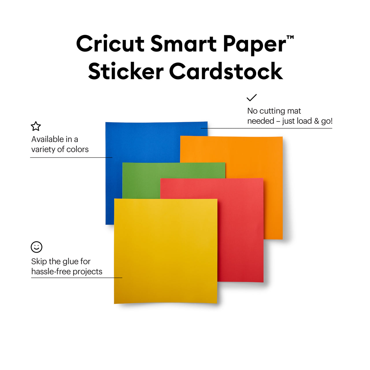Cricut Smart Paper Sticker Cardstock Black, White, Bright Bow, and Pastels Bundle 10 Sheets - 13in x 13in - Adhesive Paper for Stickers