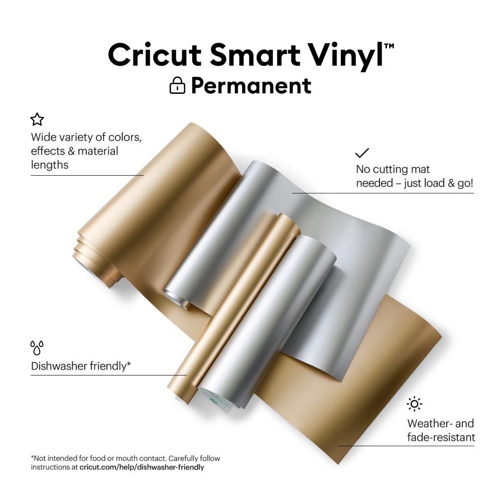 Cricut Smart Permanent Vinyl Matte Metallic 3 ft - Champagne
