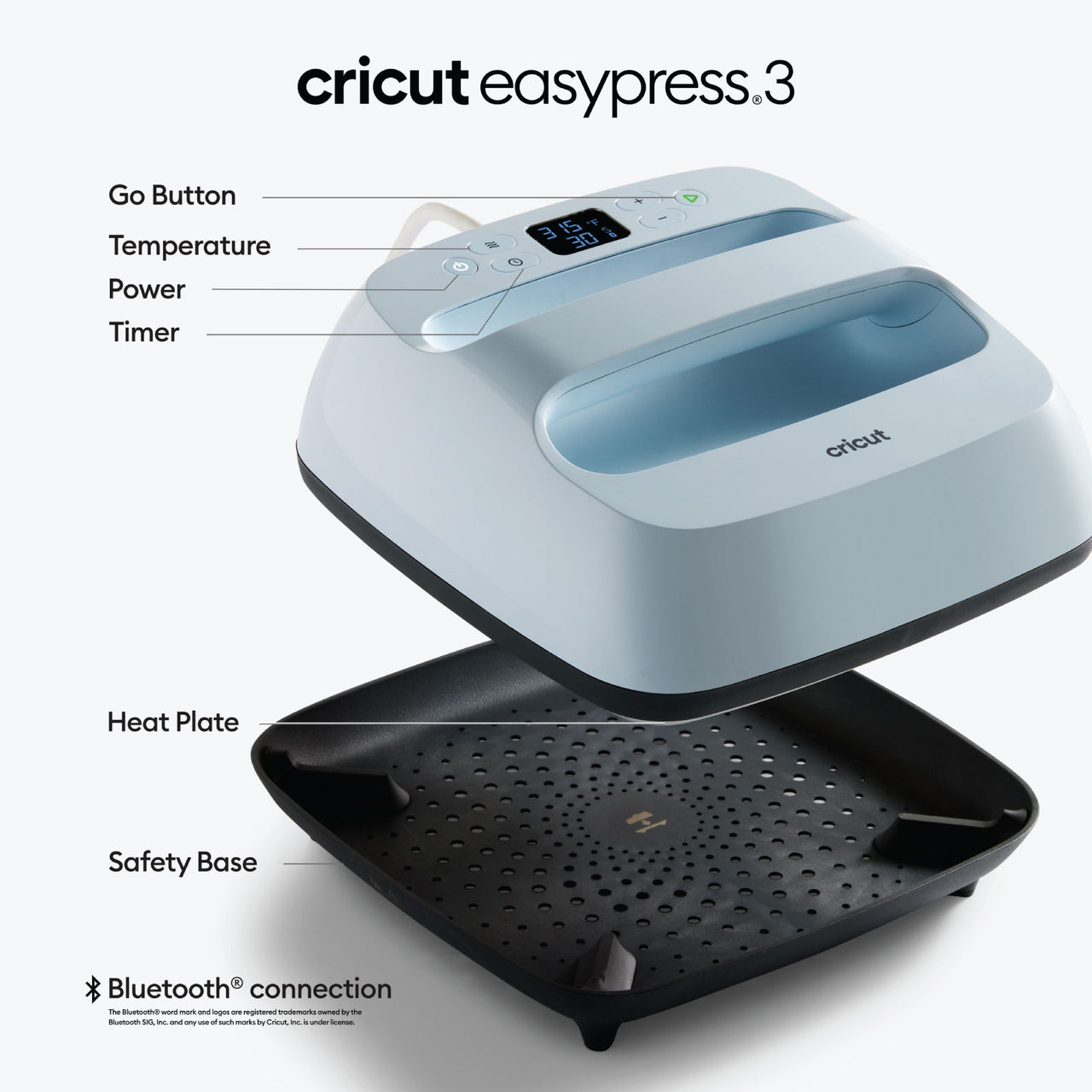 Cricut EasyPress 3 9x9 - Blue Heat Press Machine with Iron On Rainbow Sampler and Easy Press 20x16 Heat Mat