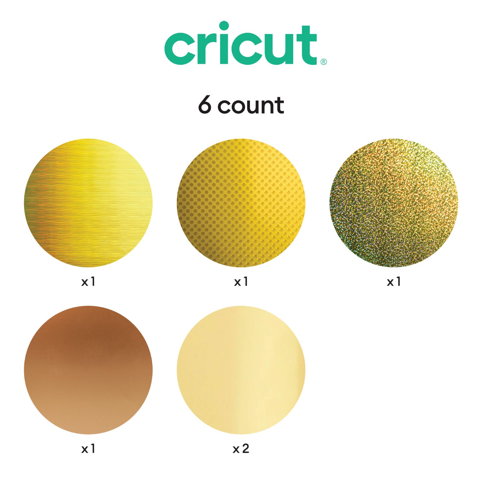 Cricut Holographic Gold Permanent Vinyl 6ct with Joy Standard Grip Mat and Weeder Tool Bundle