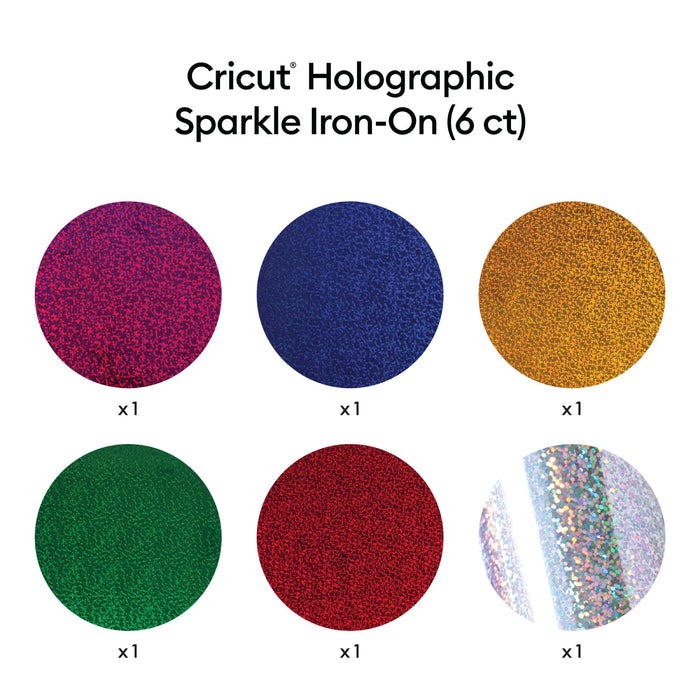 Cricut Holographic Sparkle Iron-On Sampler, Ultimate 6 ct - Damaged Package