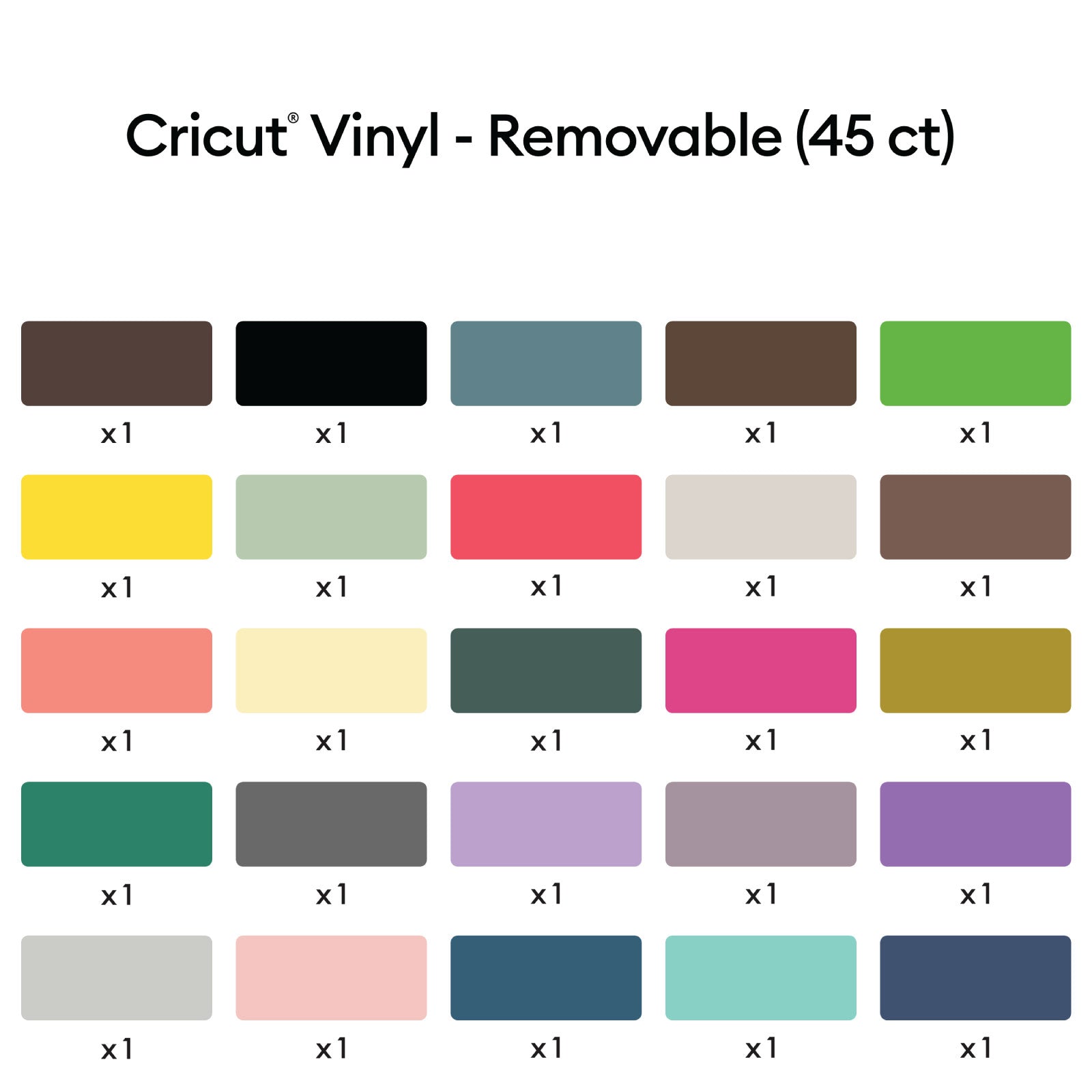 Cricut Removable Vinyl Everything Sampler 45ct with Joy Standard Grip Mat and Joy Tool Kit Bundle