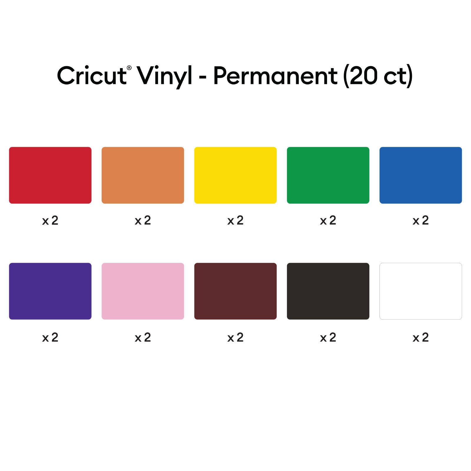 Cricut Vinyl, Rainbow Sampler - Permanent 20 ct