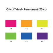 Cricut Vinyl, Bright Rainbow Sampler - Permanent 20 ct