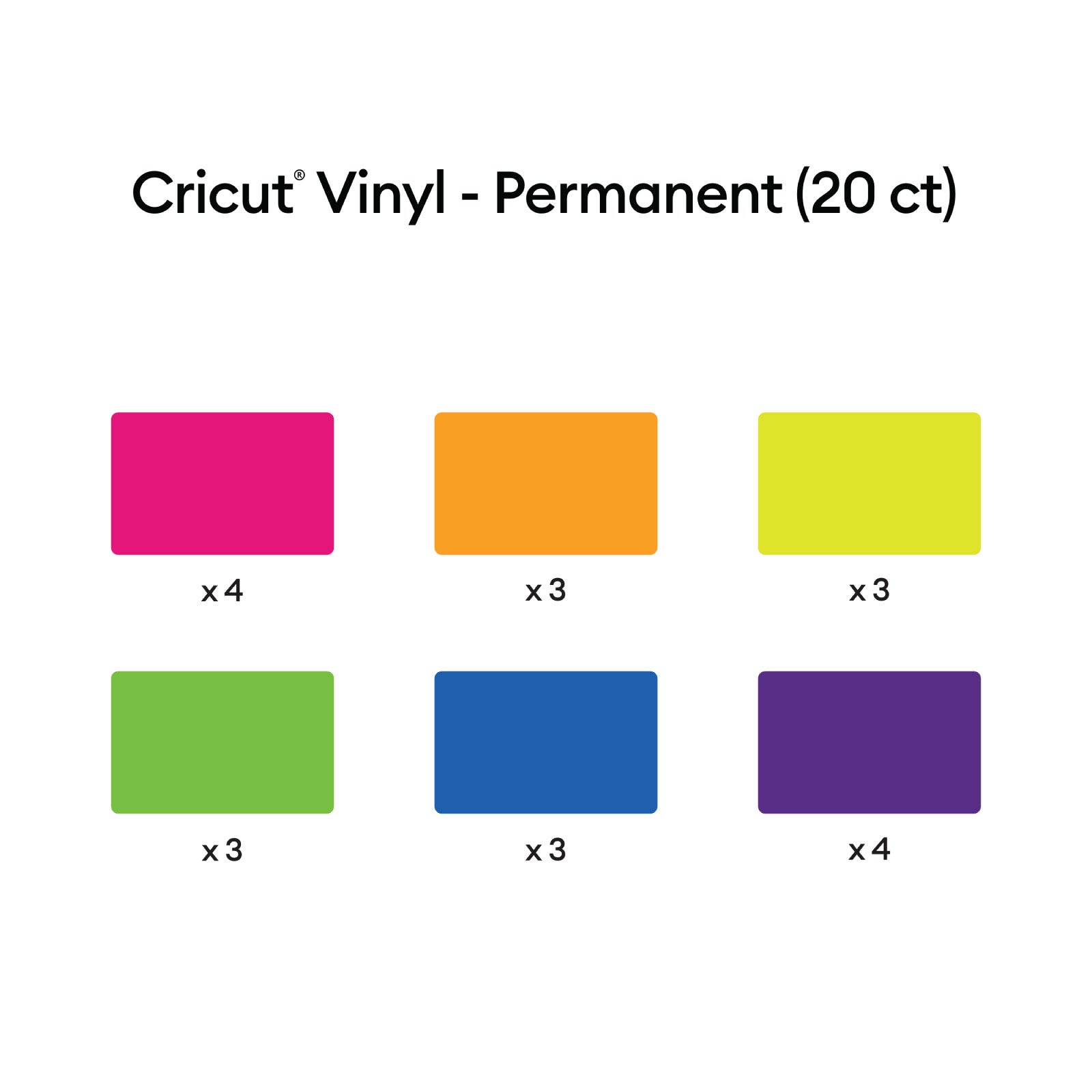 Cricut Vinyl, Bright Rainbow Sampler - Permanent 20 ct - Damaged Package