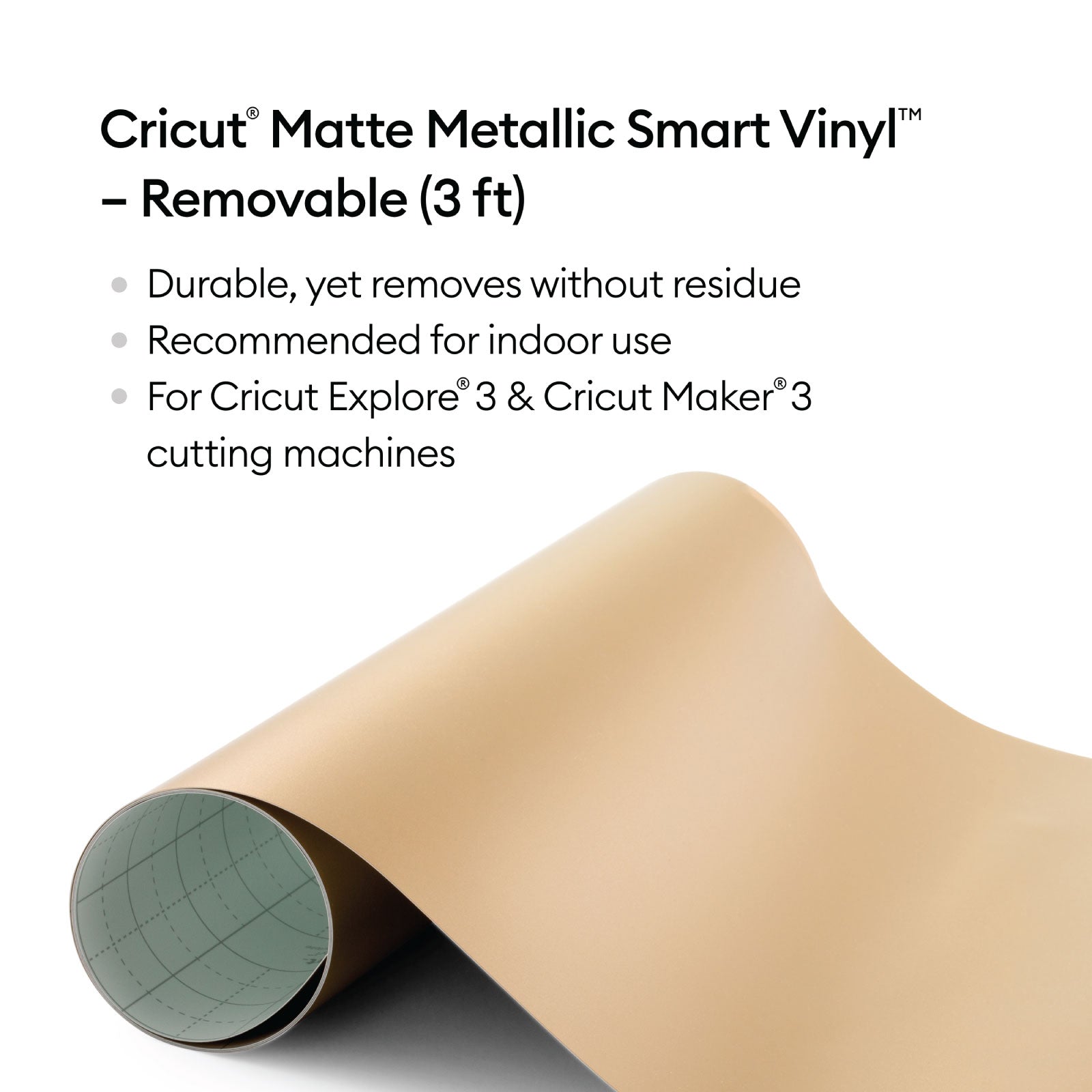 Cricut Smart Removable Matte Metallic Vinyl 3 ft Champagne
