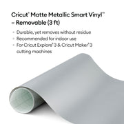 Cricut Smart Removable Matte Metallic Vinyl 3ft - Silver