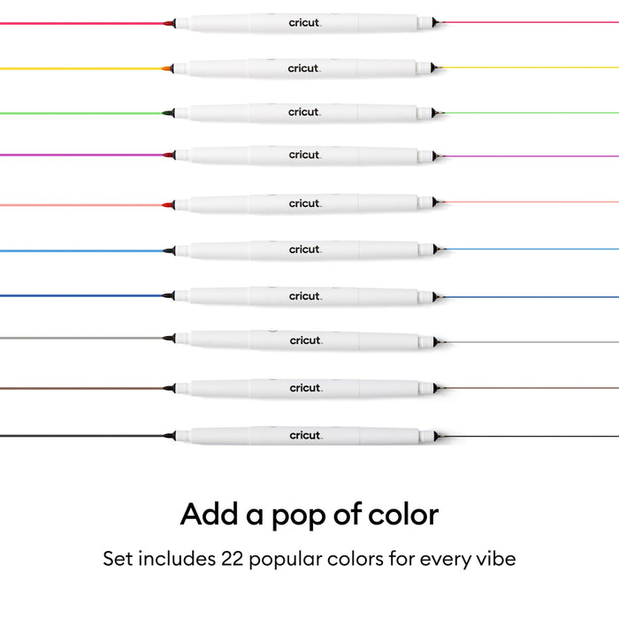 Cricut Dual-Sided Markers, Ultimate Marker Set, 22 Count, 1.0mm Marker Tip + 0.4mm Fine Point Pen Tip - For use with Maker, Explore, & Venture Machines