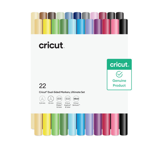 Cricut Dual-Sided Markers, Ultimate Marker Set, 22 Count, 1.0mm Marker Tip + 0.4mm Fine Point Pen Tip - For use with Maker, Explore, & Venture Machines