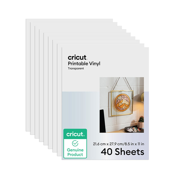 Cricut Printable Vinyl Sheets - 8.5 x 11 in, 40 Count, Transparent