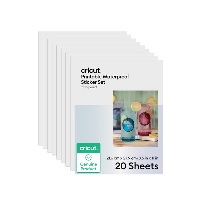 Cricut Printable Waterproof Sticker Set - 8.5 in x 11 in 20 ct , Transparent