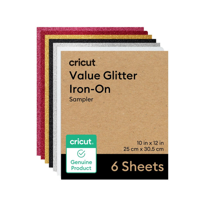 Cricut Glitter Iron-On Craft Vinyl Sheets, 10 x 12 in, Multicolor, 6 Count
