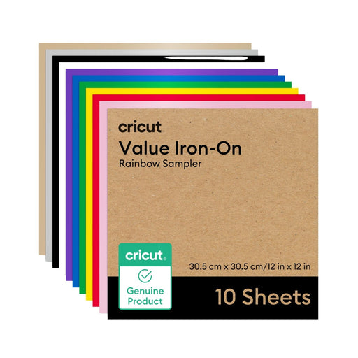 Cricut Value Iron-On, Rainbow Sampler - 12 in x 12 in 10 ct , Rainbow Sampler