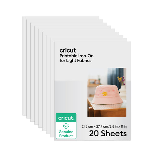 Cricut Printable Iron-On For Light Fabrics - 8.5 in x 11 in 20 ct , White