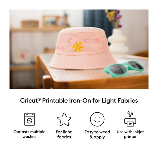 Cricut Printable Iron-On For Light Fabrics - 8.5 in x 11 in 20 ct , White