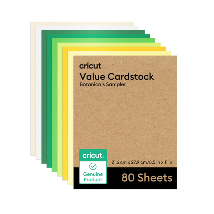 Cricut Value Cardstock Sampler, 8.5 in x 11 in Sheets, Botanicals 80 ct