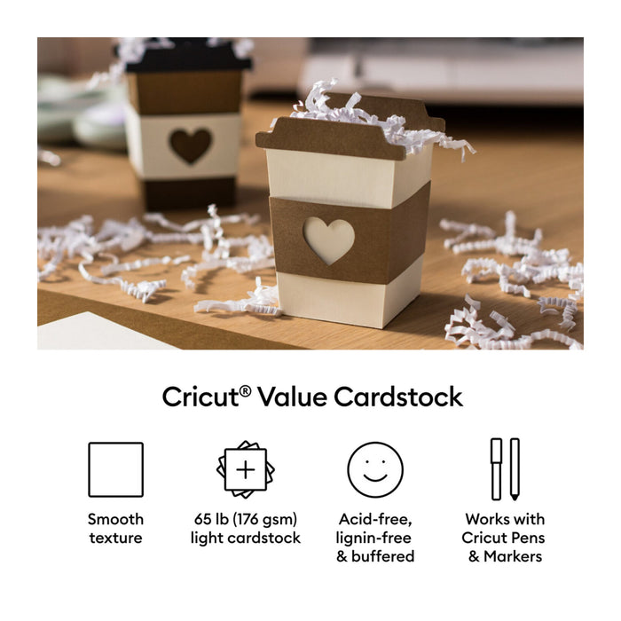 Cricut Value Cardstock Sampler, 8.5 in x 11 in Sheets, Neutrals 80 ct