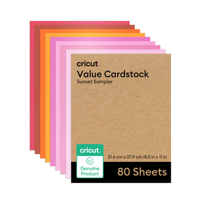 Cricut Value Cardstock Sampler, 8.5 in x 11 in Sheets, Sunset 80 ct