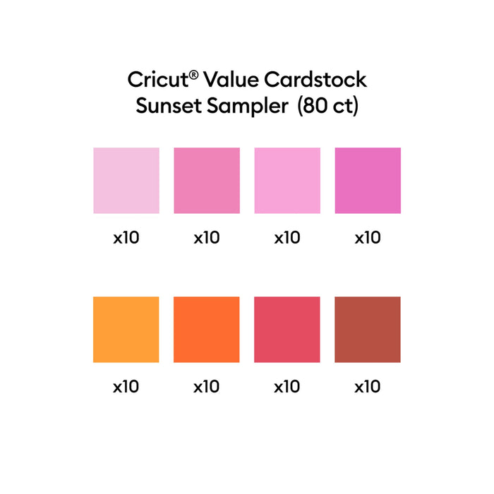 Cricut Value Cardstock Sampler, 8.5 in x 11 in Sheets, Sunset 80 ct