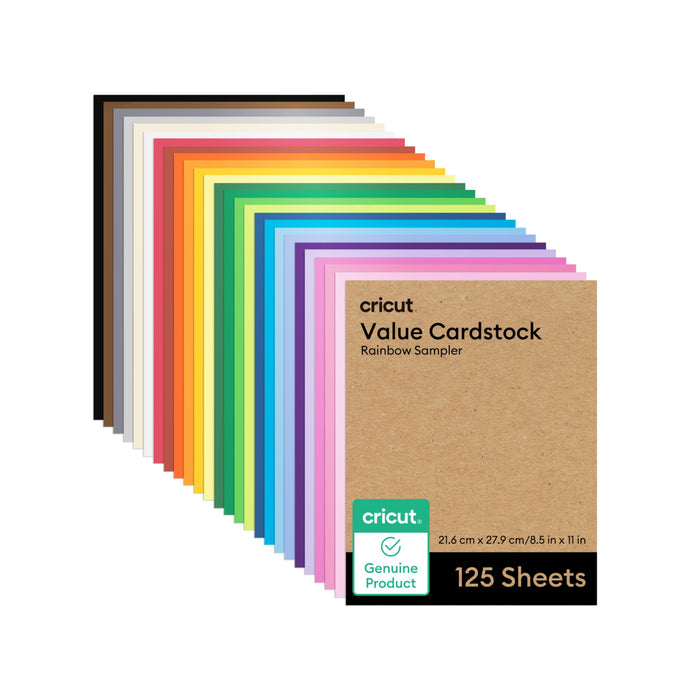 Cricut Value Cardstock Sampler, 8.5 in x 11 in Sheets, Rainbow (125 ct) - Special Order