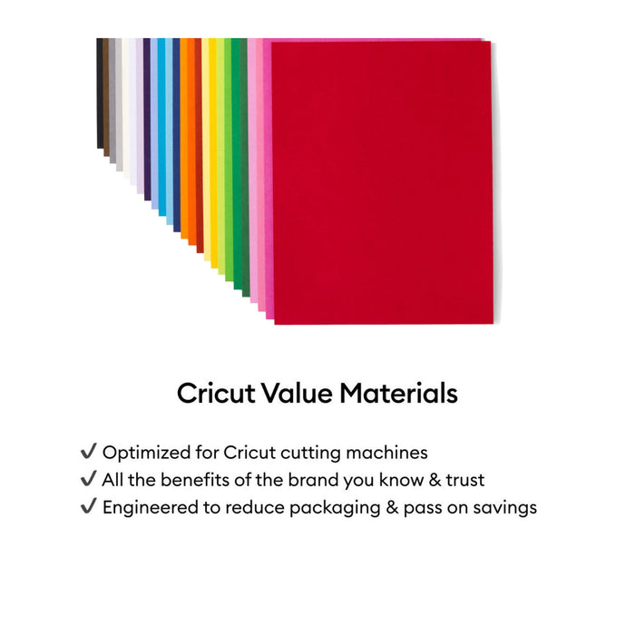 Cricut Value Cardstock Sampler, 8.5 in x 11 in Sheets, Rainbow (125 ct) - Special Order