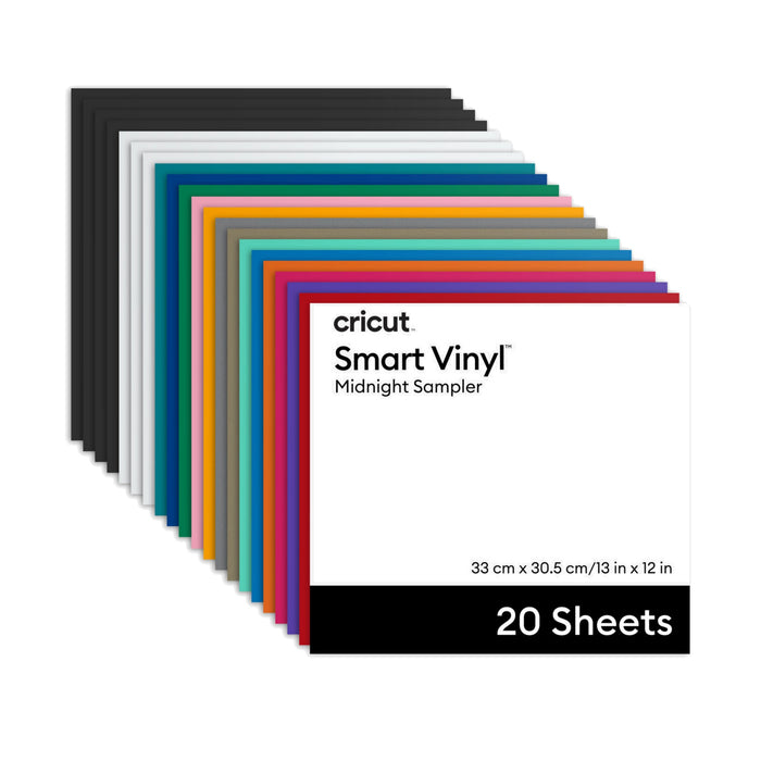 Cricut Smart Vinyl Matless Permanent Vinyl, Colorful Sampler, 13 in x 12 in 20 ct