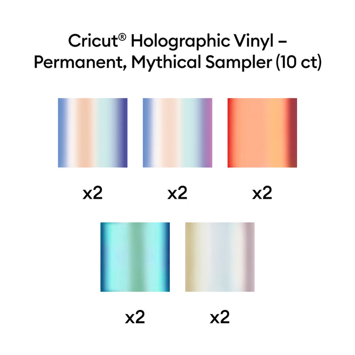 Cricut Holographic Vinyl Permanent, Mythical Sampler - 12 in x 12 in Sheets (10 ct)