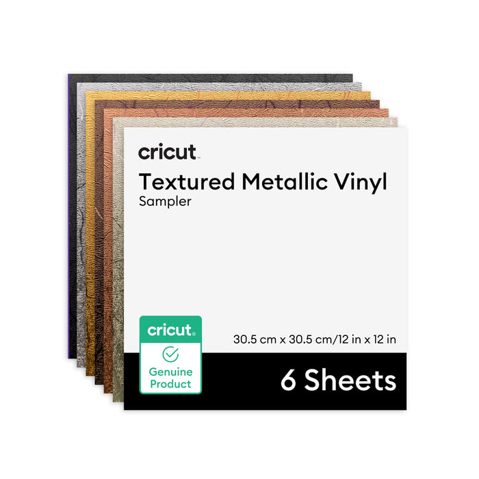 Cricut Textured Metallic Vinyl Permanent, Luxe Sampler - 12 in x 12 in Sheets 6 ct