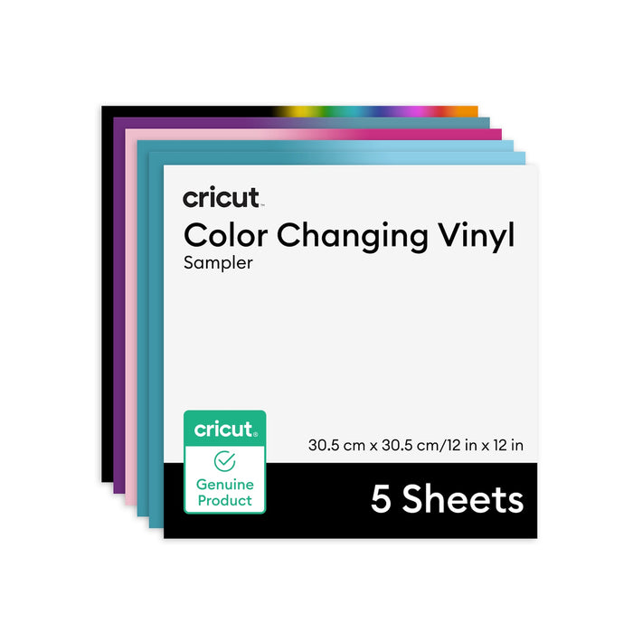 Cricut Temperature-Activated, Color-Changing Vinyl Permanent, Rainbow Sampler - 12 in x 12 in Sheets 5 ct