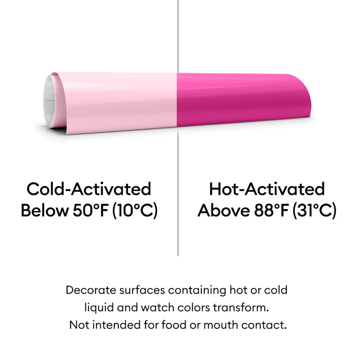 Cricut Temperature-Activated, Color-Changing Vinyl Permanent, Rainbow Sampler - 12 in x 12 in Sheets 5 ct