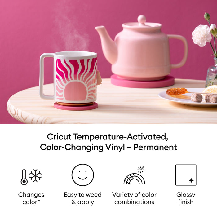 Cricut Temperature-Activated, Color-Changing Vinyl Permanent, Rainbow Sampler - 12 in x 12 in Sheets 5 ct