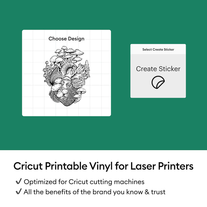 Cricut Printable Vinyl Sheets - 8.5" x 11",  White, 25 Count