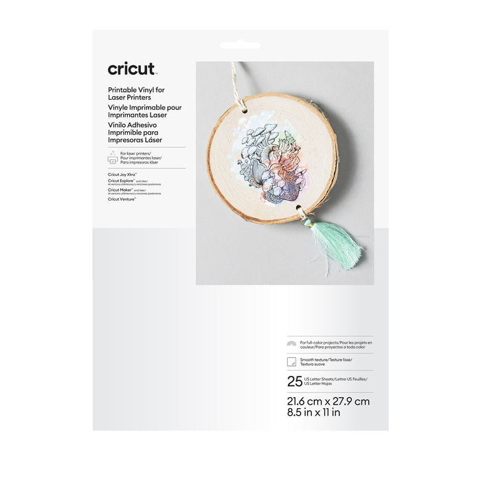 Cricut 8.5" x 11" White Printable Vinyl Sheets 25 Count