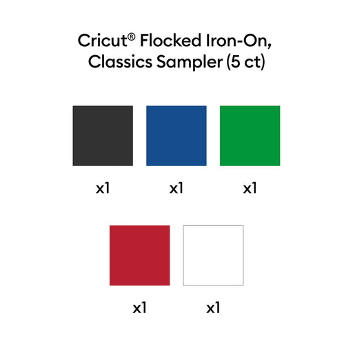 Cricut Flocked Iron-On, Classics Sampler - 12 in x 12 in 5 ct