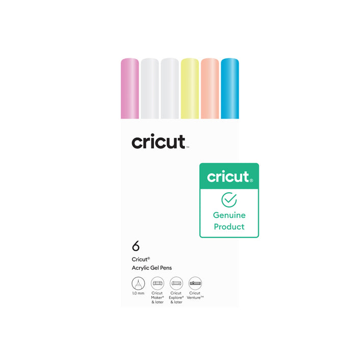 Cricut Acrylic Gel Pens Set, 1.0 mm, 6 Count - For use with Maker, Explore, & Venture Machines
