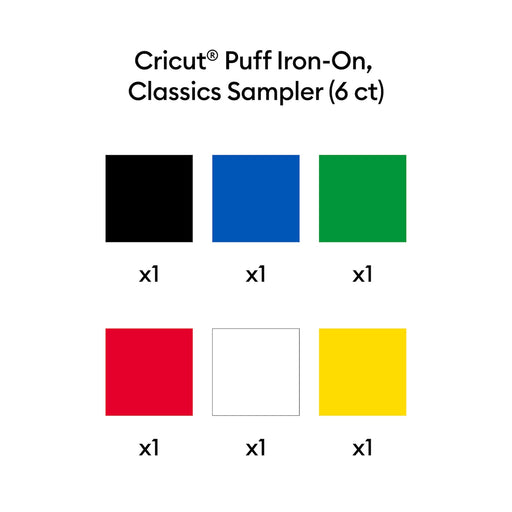 Cricut Puff Iron-On, Classics Sampler - 12 in x 12 in 6 ct - Damaged Package