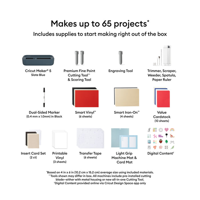 Cricut Maker 5 & EasyPress + Rainbow Sampler Bundle with Vinyl, Iron-On & Cards