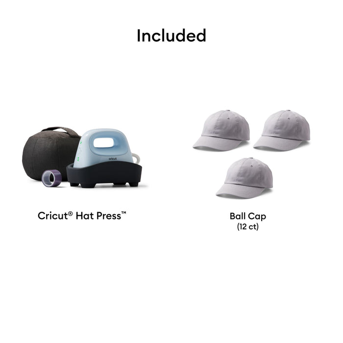 Cricut Hat Press Heat Press Machine with 3 Baseball Hat Blanks