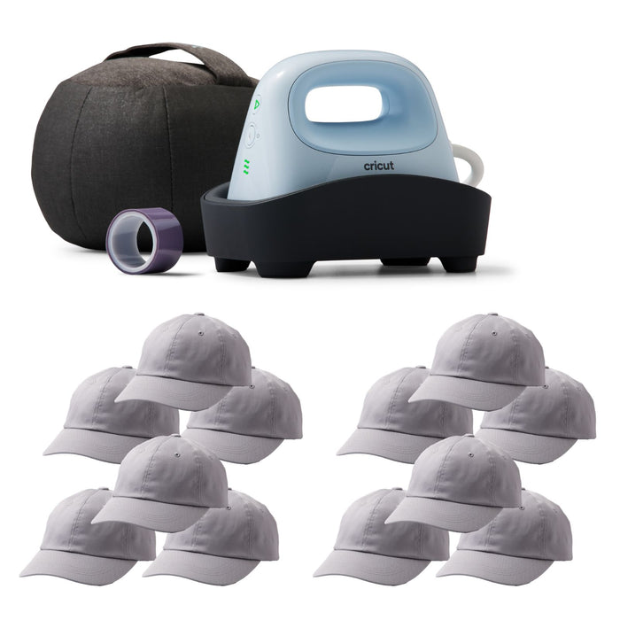 Cricut Hat Press Value Bundle with 12 Hat Blanks Set
