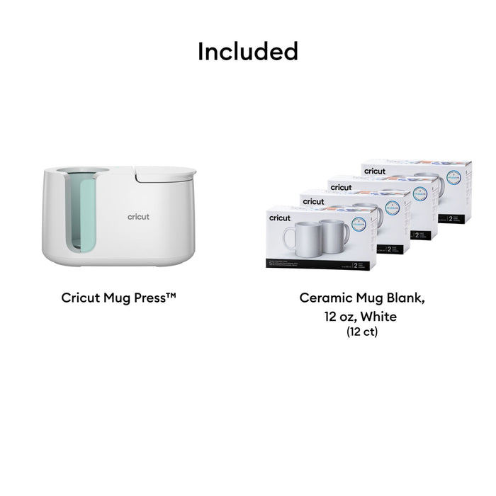 Cricut Mug Press Bundle for Custom Mugs, 12 Blanks