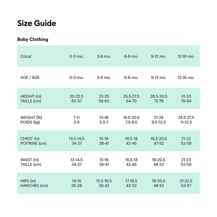 Cricut Baby Bodysuit Heat Transfer Blank, 2 Count, Size 9-12M