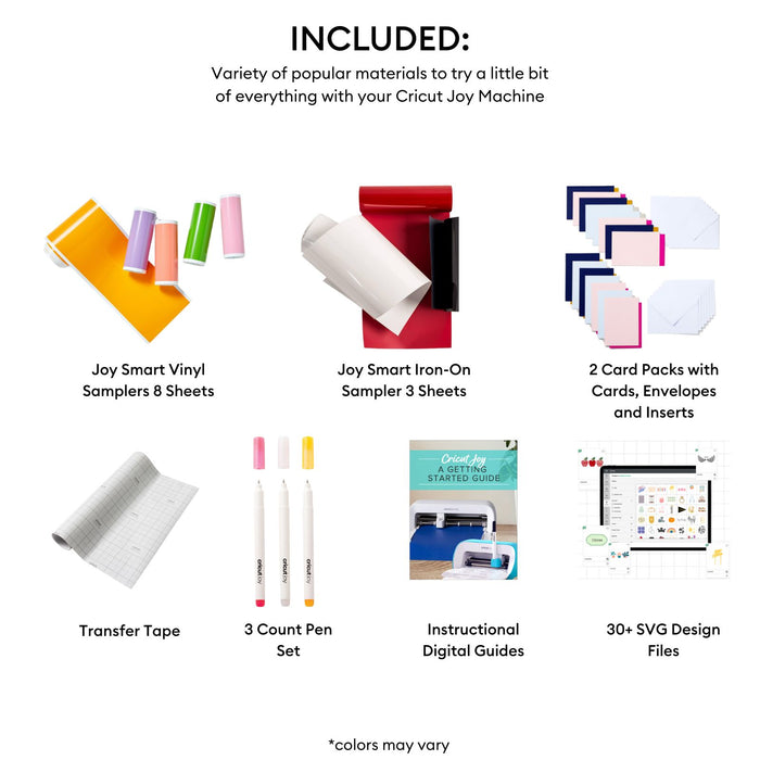 Cricut Deluxe Vinyl Materials and Accessories Bundle for Cricut Joy Machines, 44 Count