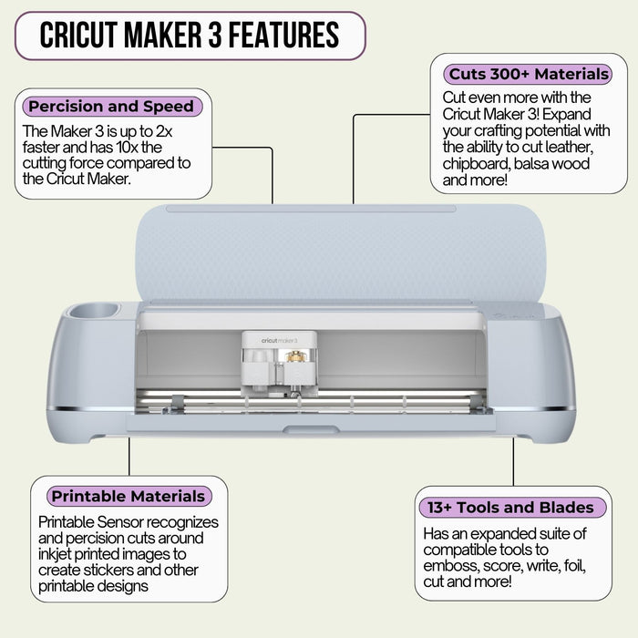 Cricut Maker 3 Machine + Tools & Rainbow Smart Vinyl Bundle - Premium DIY Cutter for Crafts & Vinyl Projects