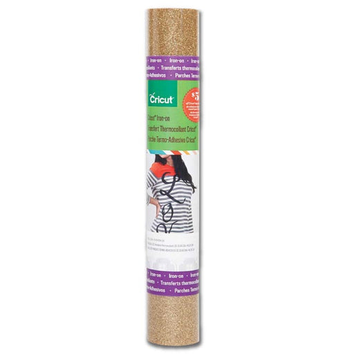 Cricut Glitter Iron-On Heat Transfer Vinyl, Gold, 12 in x 19 in